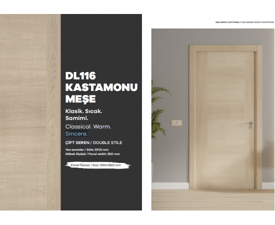 KALE MELAMİNLİ KAPI PANELİ / KASTAMONU MEŞE