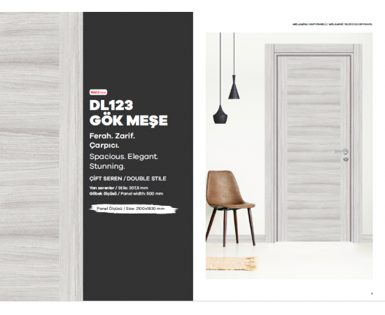 KALE MELAMİNLİ KAPI PANELİ / GÖK MEŞE 