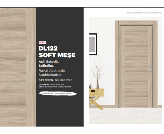 KALE MELAMİNLİ KAPI PANELİ / SOFT MEŞE